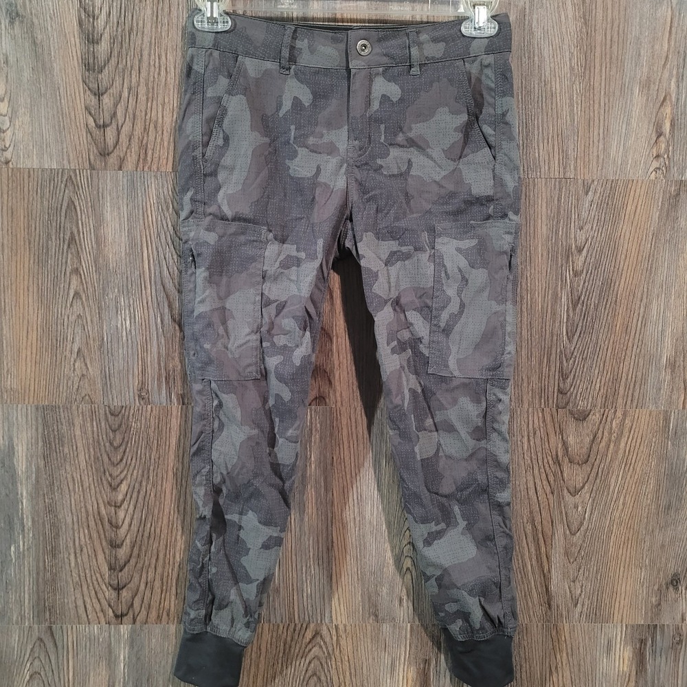 prAna Sky Canyon Jogger Size 2 x 25 Gray Gravel Camo Quick Dry UPF 50+ Outdoors